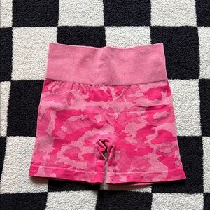 Pink Camouflage Ribbed Activewear Bike Shorts Size Small